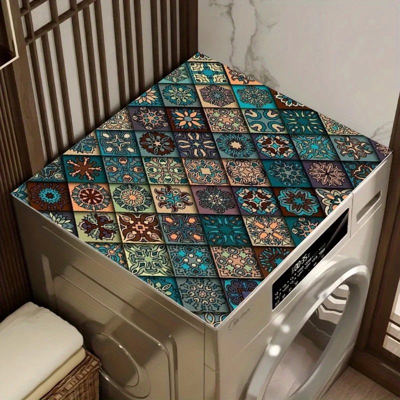 VIKAMA Ethnic-Style Mosaic Tile Drain Mat for Kitchen, Coffee Machine, Laundry Room, and Washing Machine – Home Decor