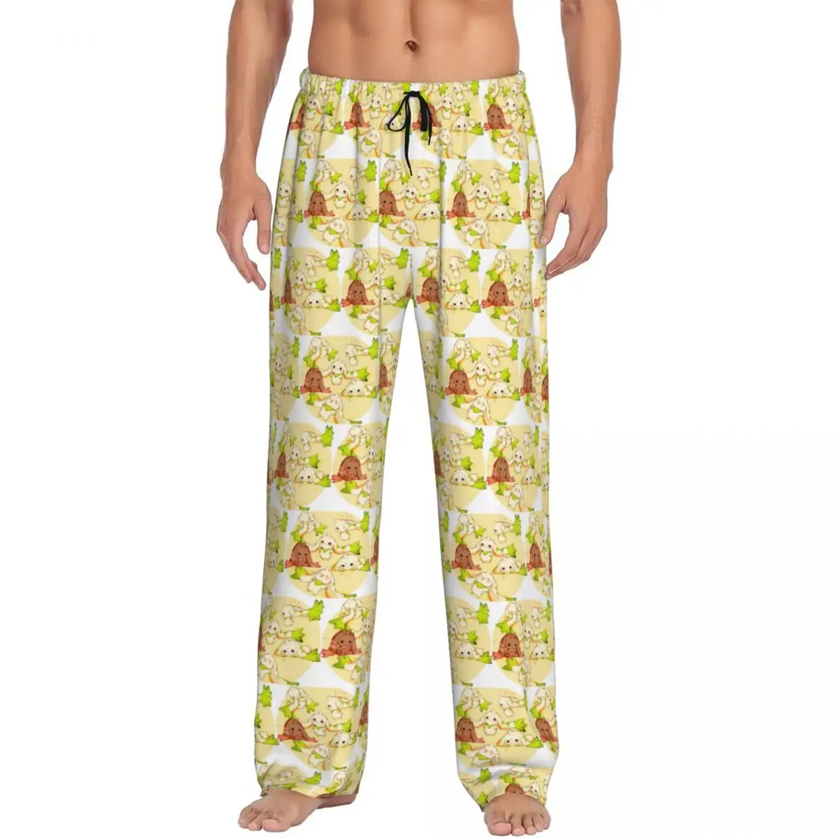 

Custom Terriermon Lopmon Pajama Pants Men Sleepwear Sleep Lounge Bottoms with Pockets