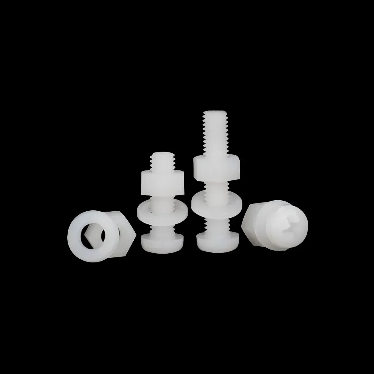 

White Plastic Nylon Round Head Cross Groove Screw Gasket Nut Three Combination Set M6 M8