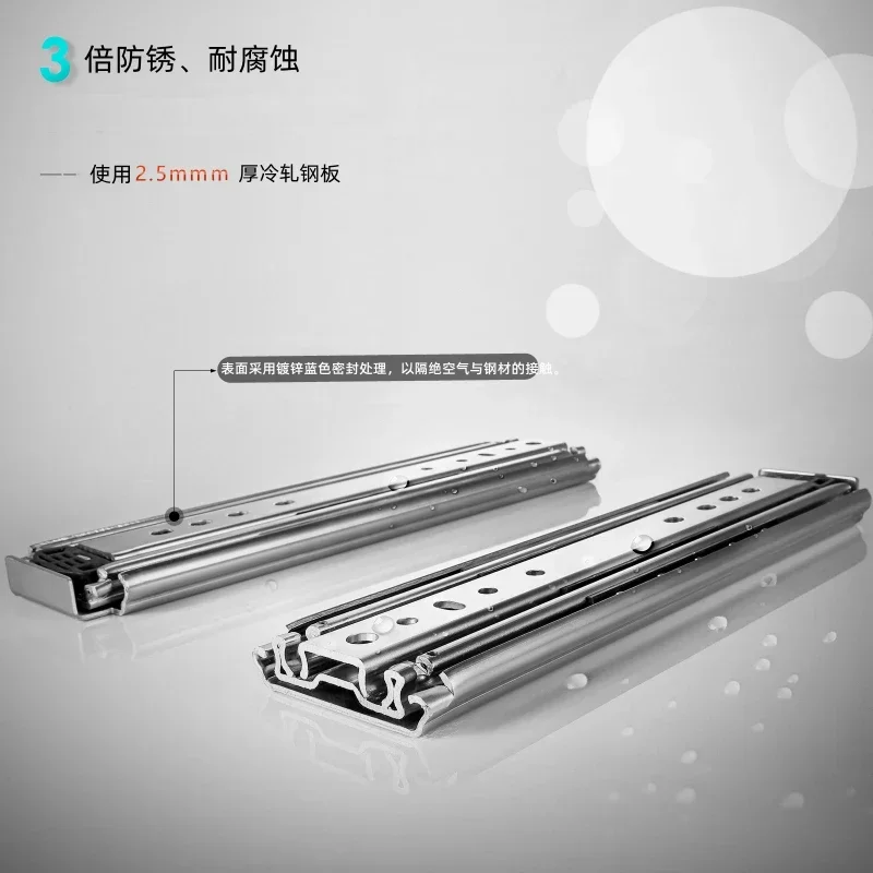 

Locking 18"-80" Slides Bearing 500LBS Heavy Duty Drawer Slides 3-Fold Guide Rail Full Extension Ball Industrial 76mm Width