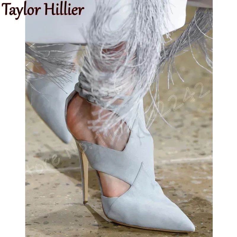 

Spring New Suede Pumps Pointed Stiletto Buckle Strap High Heels Breathable Fashion Pumps Elegant Catwalk Luxury Women'S Shoes 46