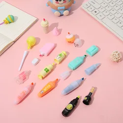 6Pcs/Lot Cute Cartoon Cat/Lollipop/Sugar Highlighters School Office Stationery Students Drawing Supplies Mini Paint Marker Pen