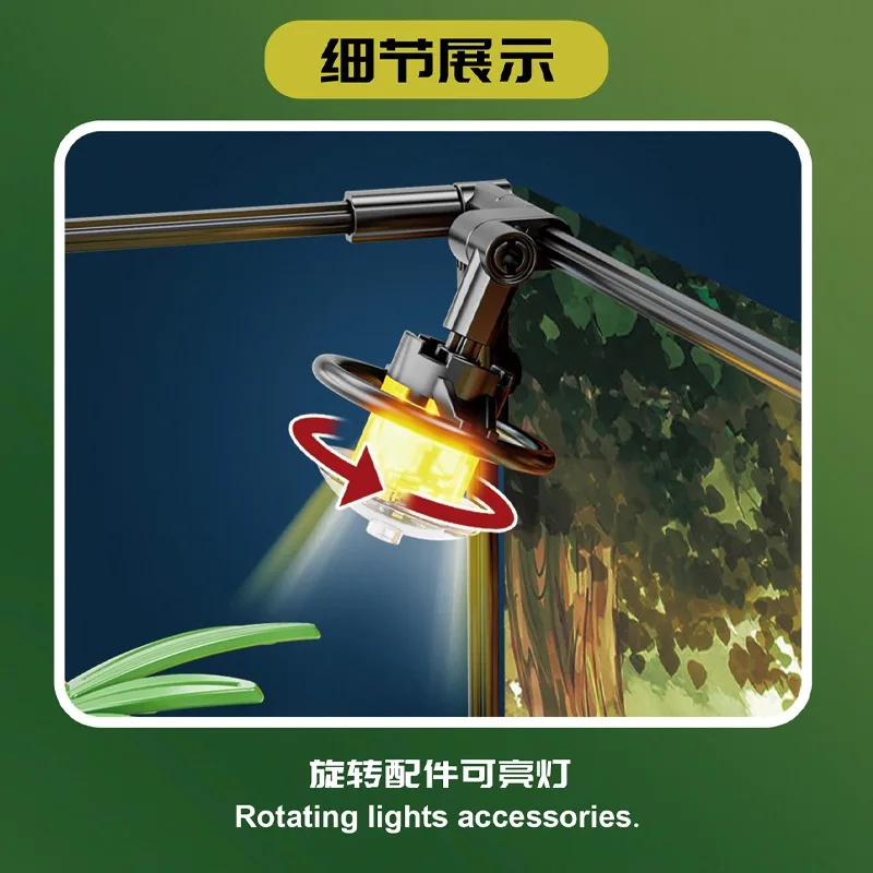 1158 قطعة الغابات المطيرة الاستوائية الهامستر ماوس اللبنات مع الإضاءة الإبداعية جمع الطوب سطح المكتب ديكور لعب هدايا الاطفال