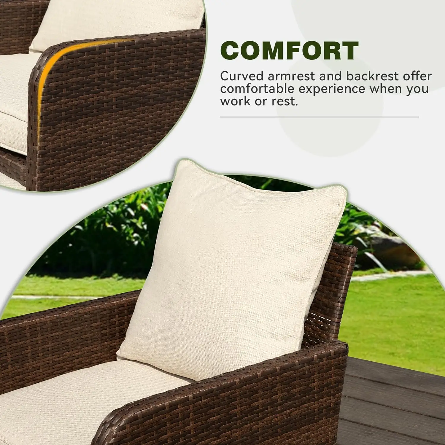 Korb möbel Set, Rattan Terrasse Gespräche Sets, Terrasse Bistro Set mit Ottomane und Tisch für den Garten, Pool