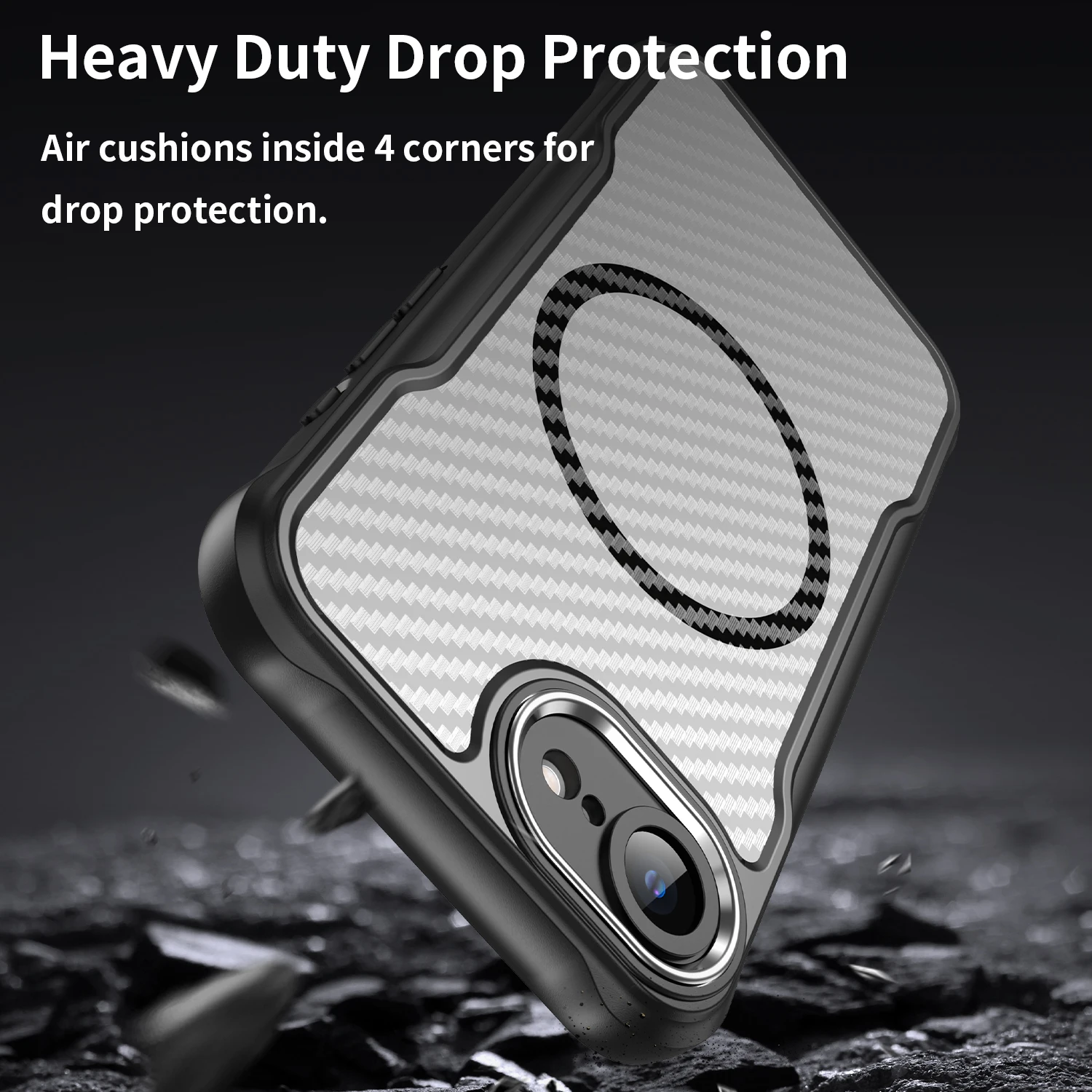 Magnetic Carbon Fiber Pattern TPU+PC Case For iPhone 16E iPhone16E SE 2025 SE4 5G ShockProof Alloy Lens Phone Cover