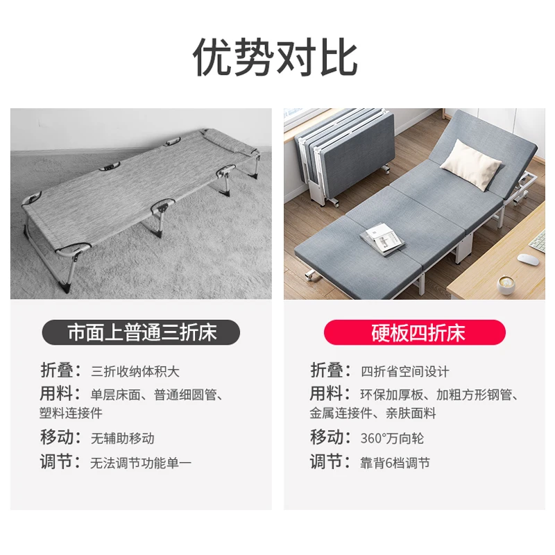 Folding bed Home Strong and durable Office lunch break Single bed Simple small Portable hard bed