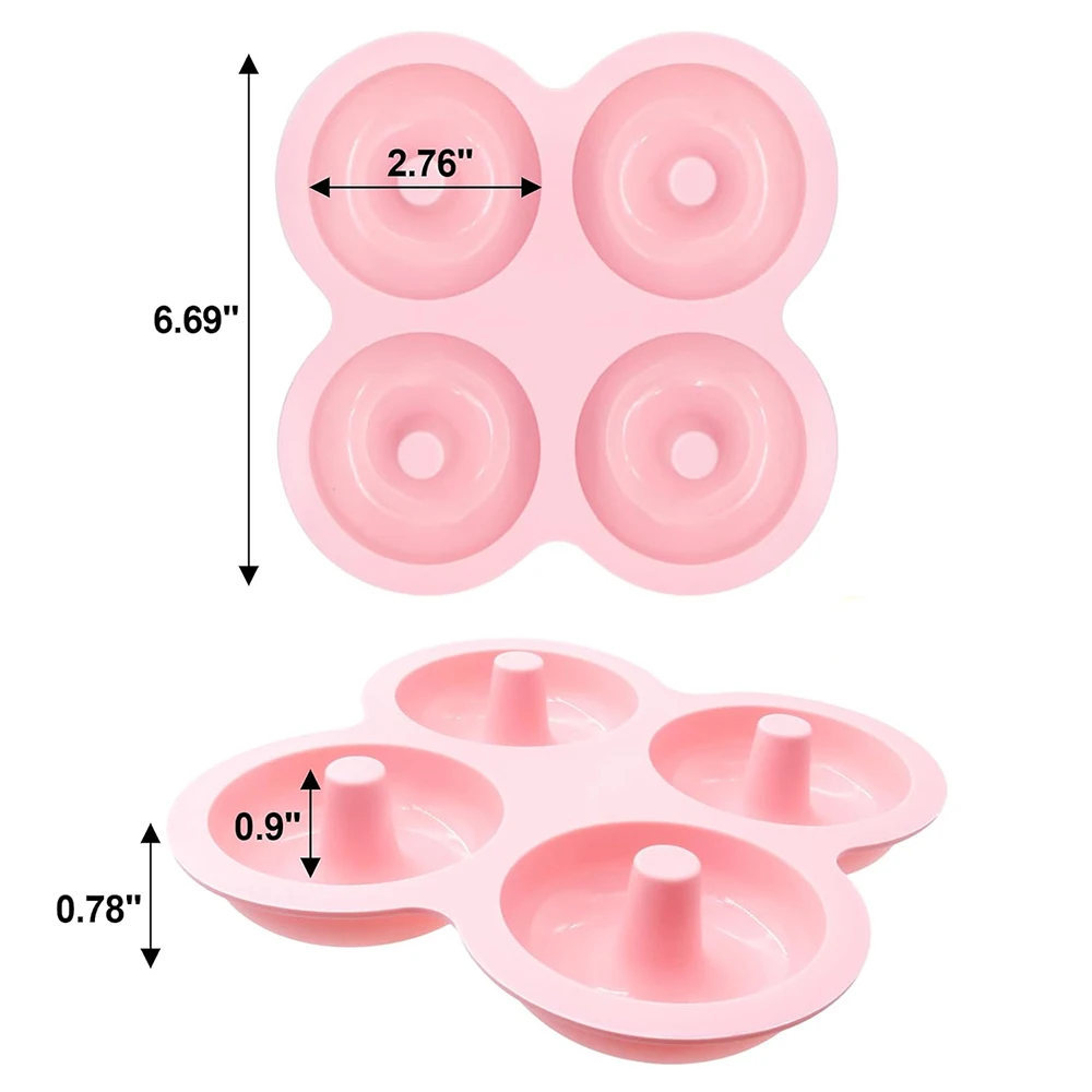 4 ثقوب سيليكون قالب دونات مقلاة خبز غير عصا الخبز المعجنات كعكة بالشيكولاتة الحلوى لتقوم بها بنفسك أدوات الديكور الخبز الكعك الكعك