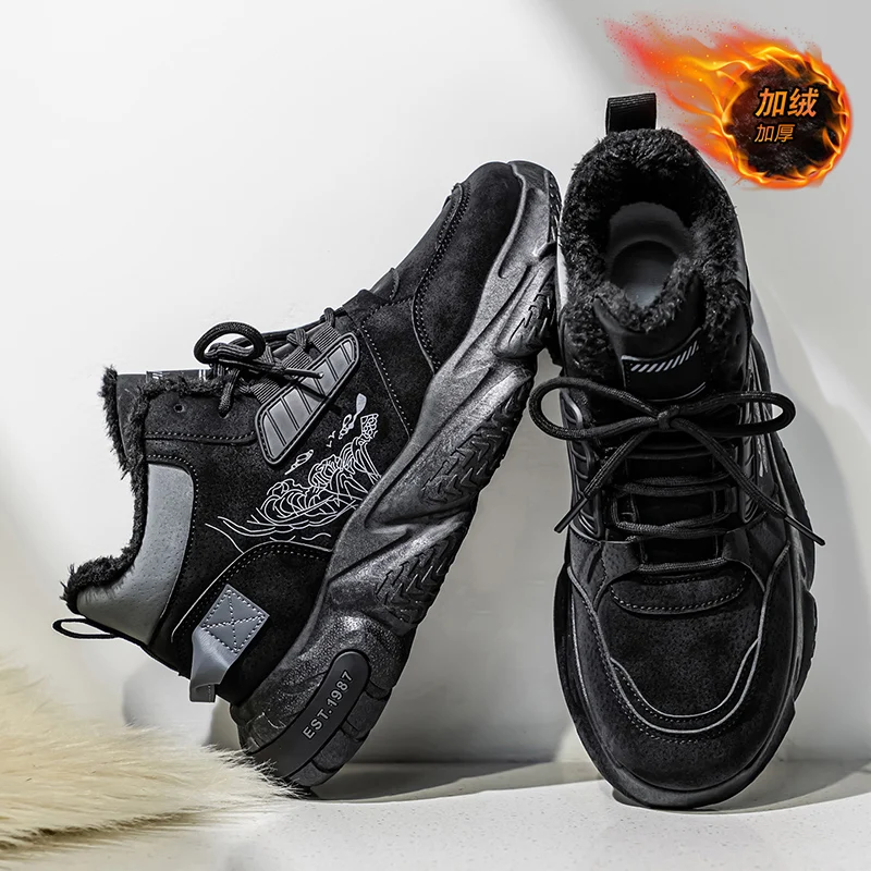 أحذية رياضية للرجال أحذية رياضية وترفيهية للرجال أحذية مبطنة بالقطن أحذية الكاحل العودة إلى الموضة القديمة المقاومة للاهتراء