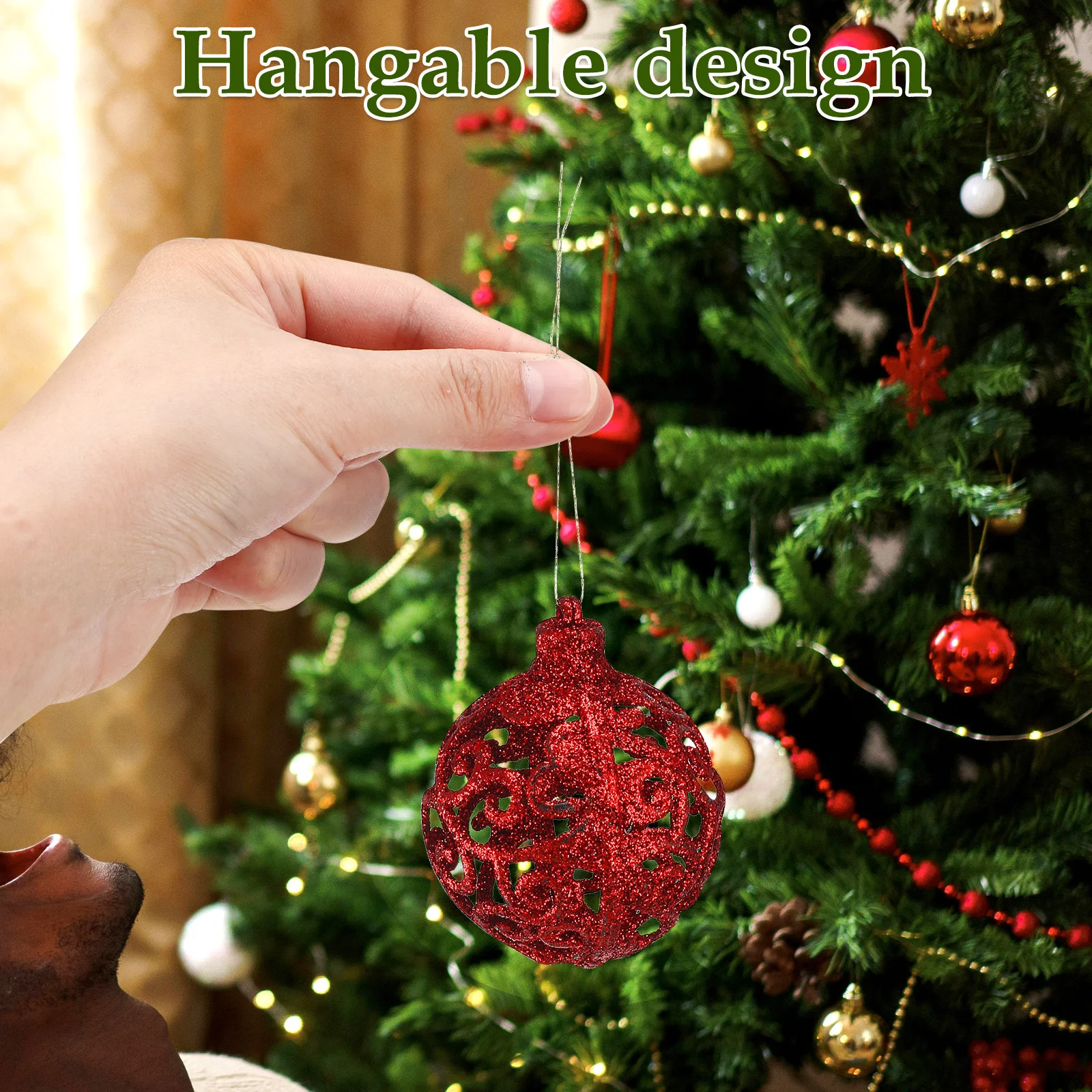 

100Pcs Christmas Balls Ornament Set Elegant Pattern Lightweight Decor for Tree Celebration Event New Year Holiday Display