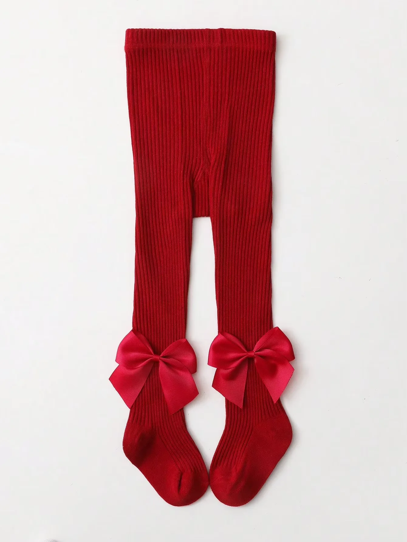 0-16Y Kids Tights with Side Bownots, Children's Cute Striped Knit Leggings Baby Girls Soft Stockings Anty-Slip Pants for Toddlers