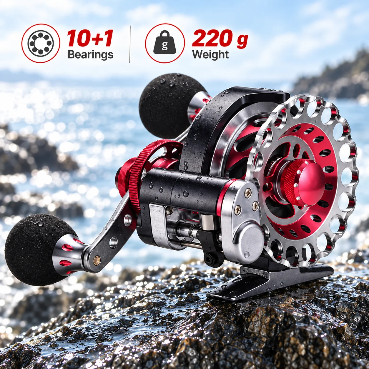 Auto Level Wind Raft Fishing Reel Metal Spool Adjustable Drag Left Right Hand Micro Lead Reservoir Fishing Removable Spool
