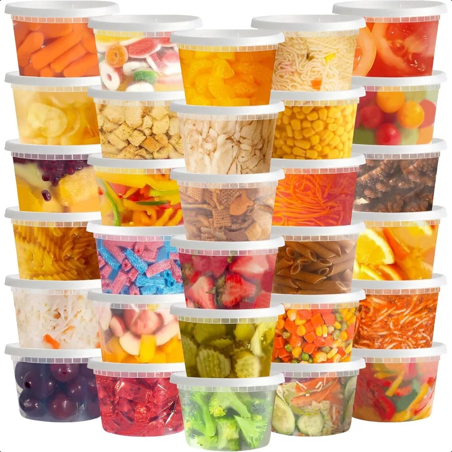 

TashiBox 50 Sets 16 Oz Plastic Deli Containers with Lids Food Storage Containers with Lids Clear Airtight Meal Prep Containers