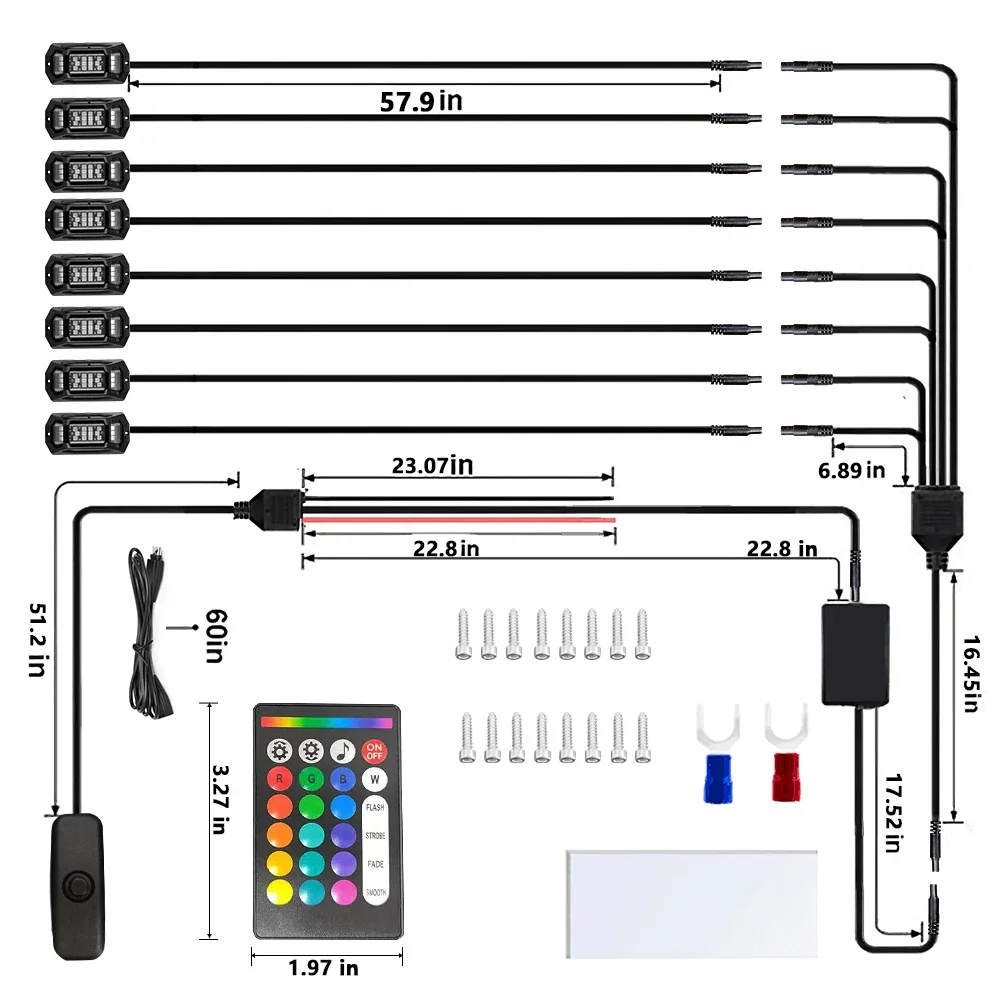 New LED Car LED Chassis Strip PCB Flexible LED for APP Symphony Ambient Light 4x4 Off-road Ambient Lighting 4/6/8 in 1