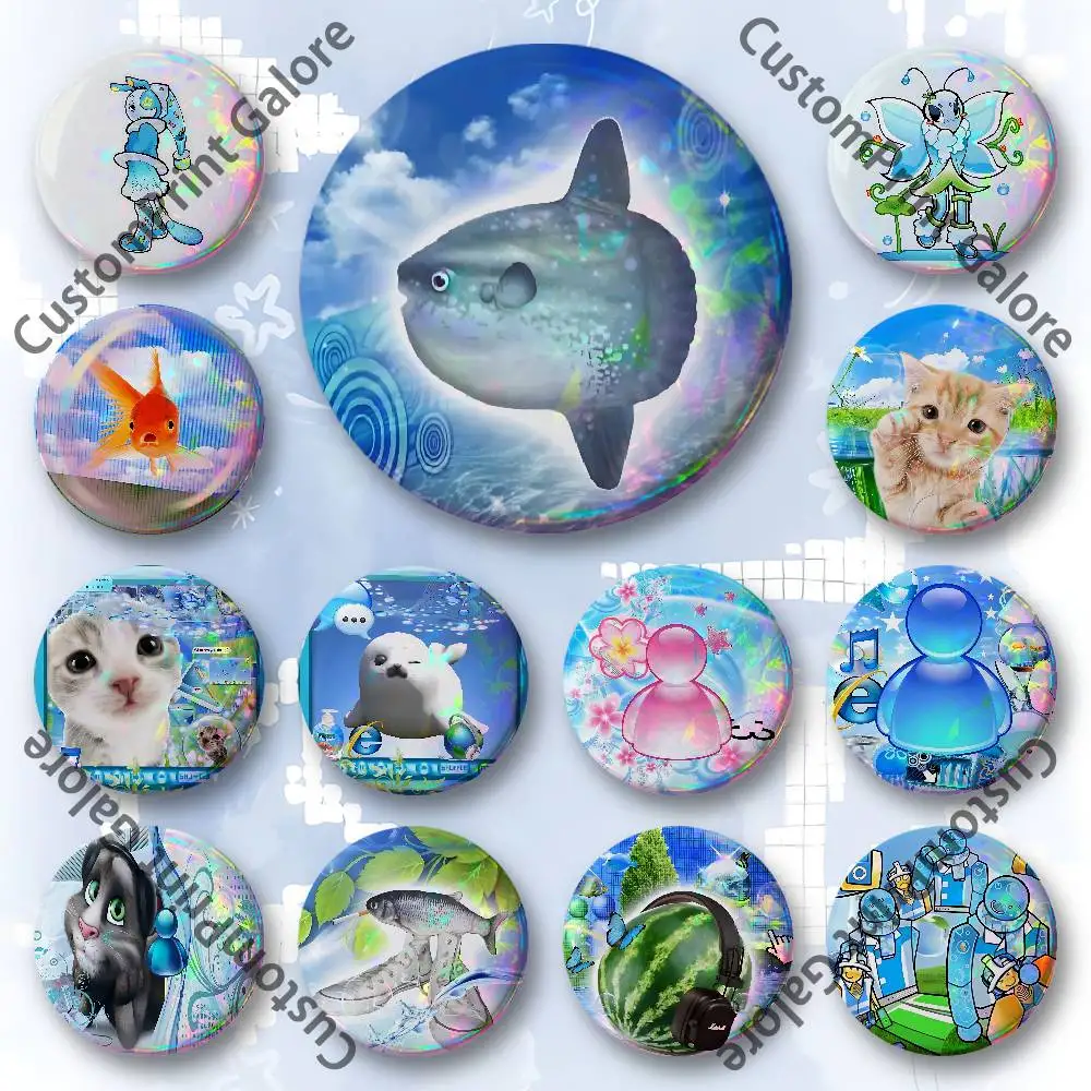 

Frutiger Aero Art Customizable Badge Tinplate Brooch Laser Film Lapel Pin for Decoration Party Small Gifts