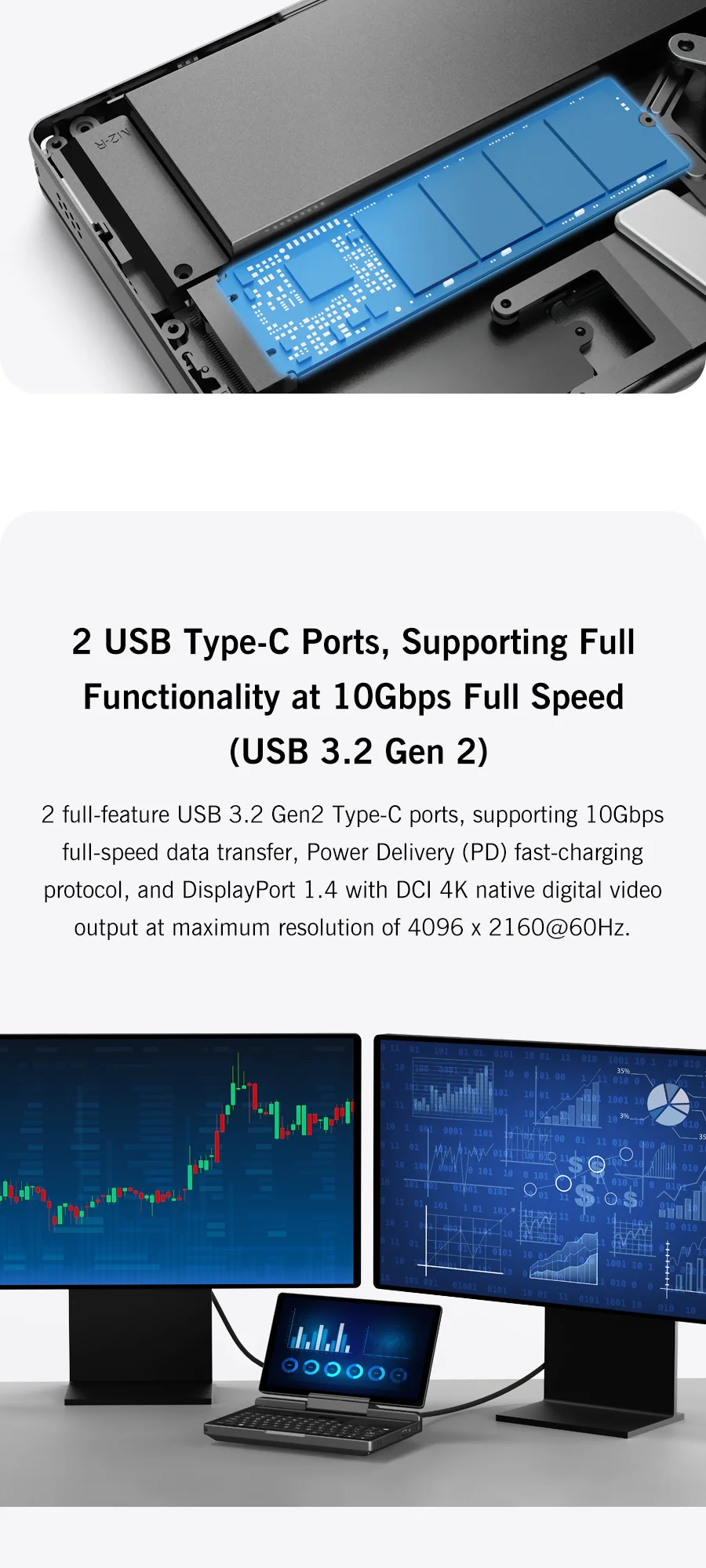 New 7-inch Screen Mini Laptop GPD MicroPC 2 Intel® Core™ I3-N250 16GB/512GB Portable Laptop Computer Notebook Windows 11