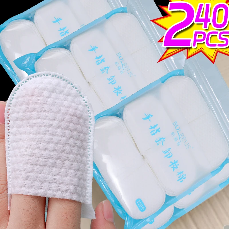 240PCS Disposable Face Puff Cotton Pads Makeup Remover Pads U-Shaped Soft Cosmetic Wipes Nail Cleaning Cotton Pads Makeup Cotton