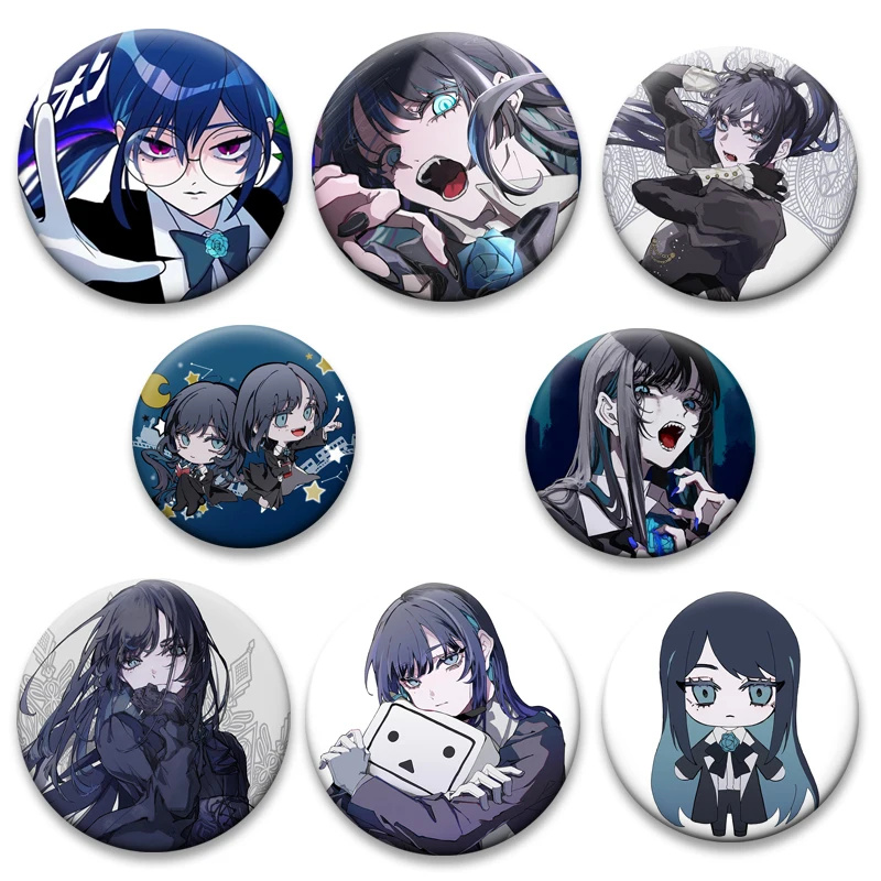 I Love Ado Vintage Anime Brooches Ado Kyogen X Uta Enamel Pins Handmade Tinplate Badge for Backpack Clothes Gifts Accessorys