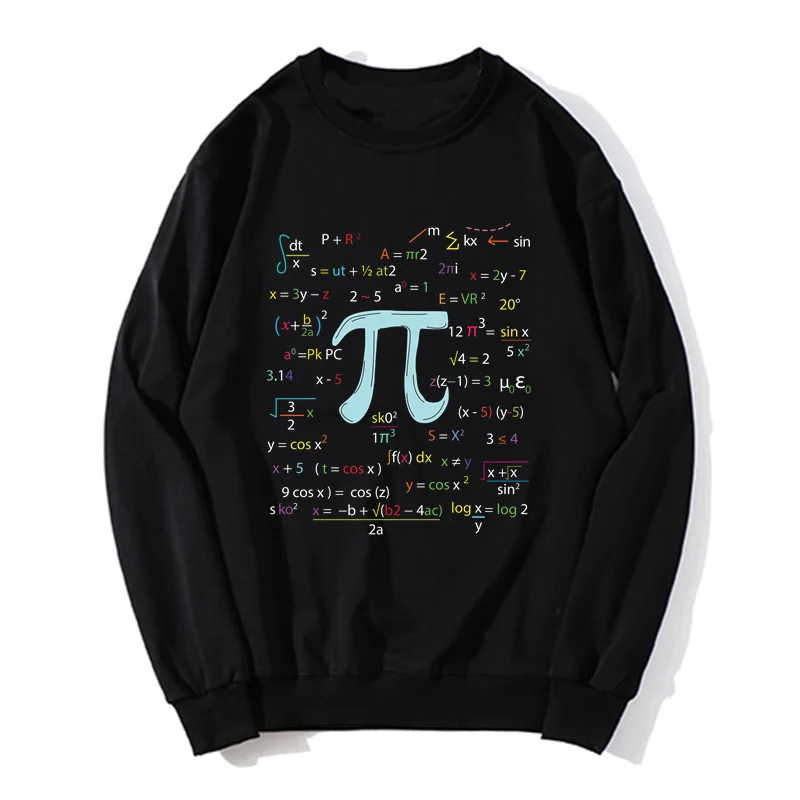 Trendy Mens Pi Circle Number Formulas Hoodie Cotton Sweatshirt Geek Nerd Clothing Casual Algebra Math Lover Unisex Sweater