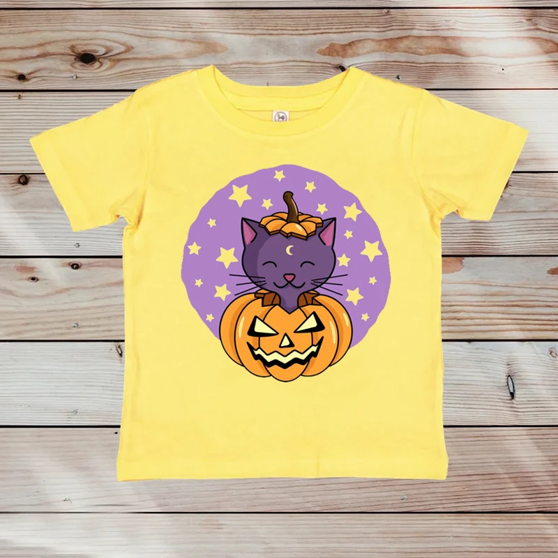 

New Arrival boys /girls tshirt Cute Pumpkin Cat Halloween Print For Kids Halloween Costume Tshirt Fashion Trend Children T Shirt