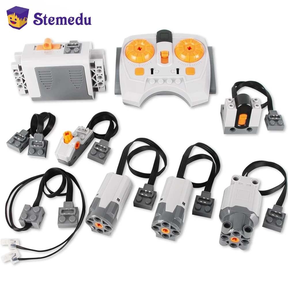 9PCS MOC Power Functions Pack M L Motor 8883 88003 Extension Wire 8886 8869 8870 Speed Adjust Remote Control Building Blocks