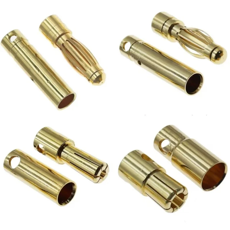 10pcs Gold-Plated Pure Copper Banana Plug 2/3.5/4/5.5/6/8mm Motor and ESC Connectors Male Female