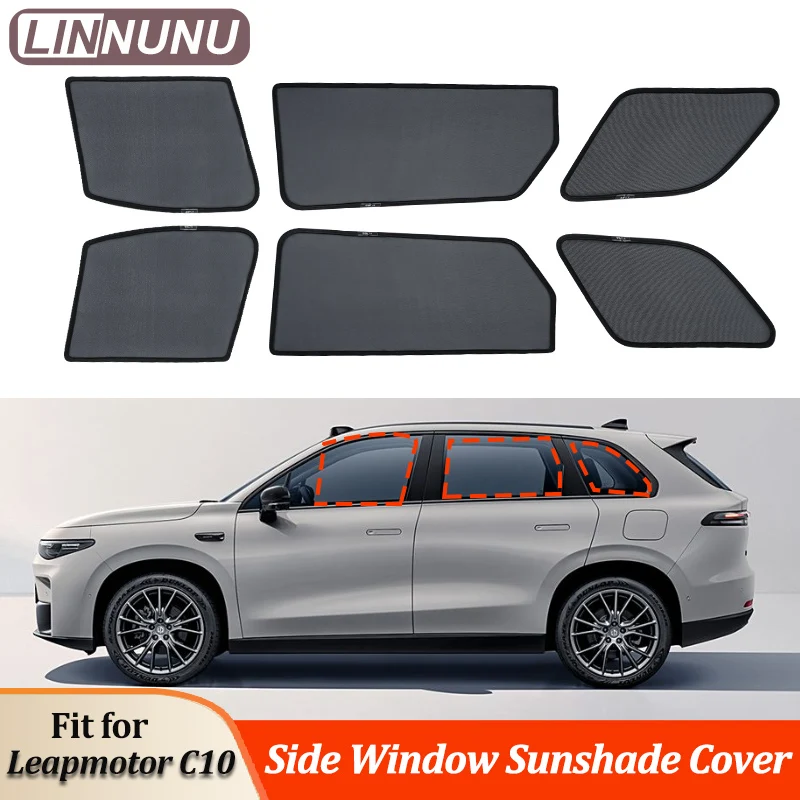 

LINNUNU для Leapmotor C10 2025 2024, аксессуары, автомобильная занавеска, боковое окно, магнитный солнцезащитный козырек, сетчатый летний солнцезащитный козырек, защита от ультрафиолета