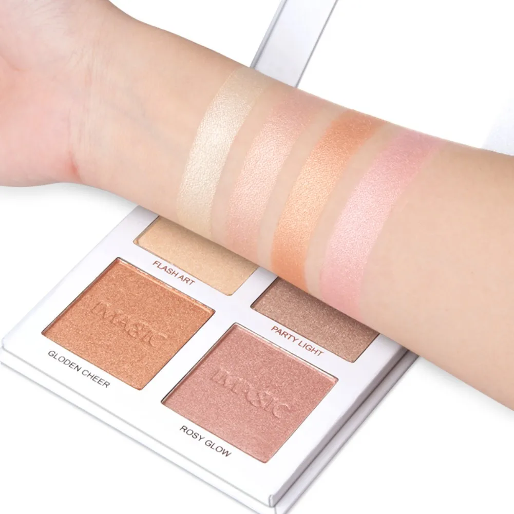 4 Colors Face Makeup Highlighter Bronzers Shimmer Powder Palette Blush 3D Texture Smooth Waterproof Contour Brighten Maquiagem