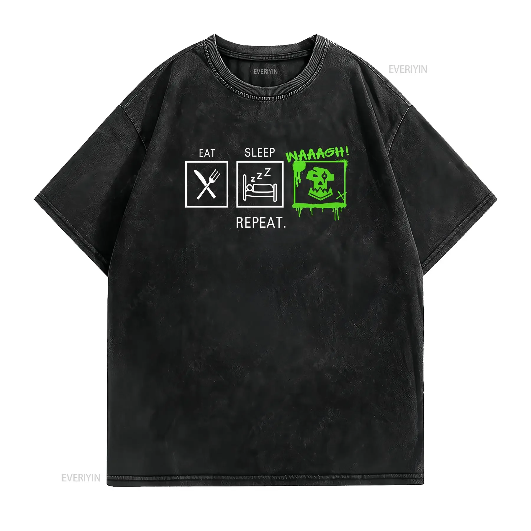 Ork T Shirt for Wargamers Wargaming Wargamer Waaagh WH40K vintage Washed Stretched fashion Top For Everyday Wear Versatile