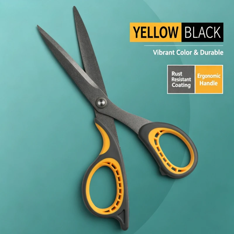 Teflon Coated Stainless Steel Scissors, Anti-stick Anti-rust Household Shears for Tailoring, DIY Craft and Office Use