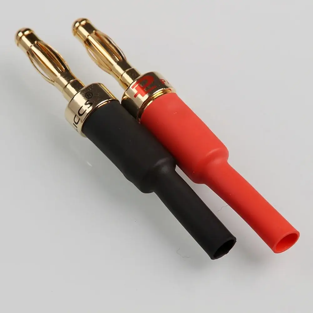 2Pcs Gold-plated Copper Cross Banana Speaker Plug Black Red for Speaker Wire Amplifier Audio Connector Adapter