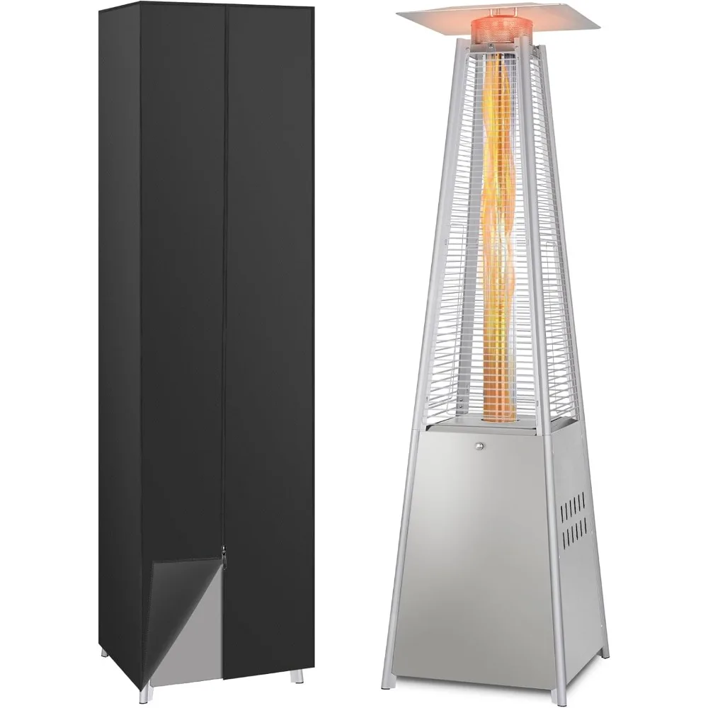 

48000 BTU Pyramid Patio Heater, Outdoor Propane Heaters with Wheels and Cover, Glass Tube Propane Patio Heater for Back
