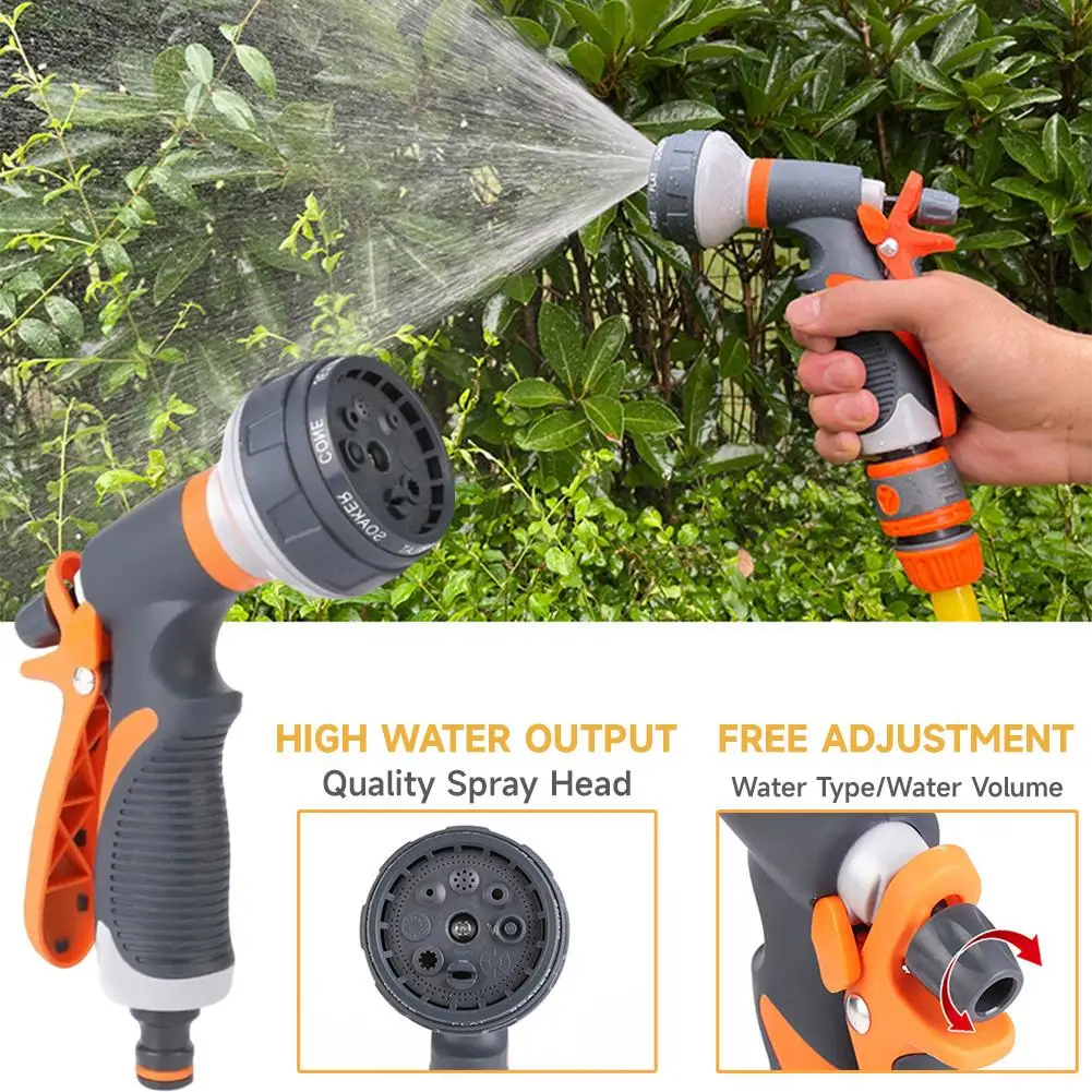 Single Water Gun WIth 8 Distinct Spray Patterns Home Irrigation Spray High-Pressure Garden Spray Gun Car Wash Sprinkler Access