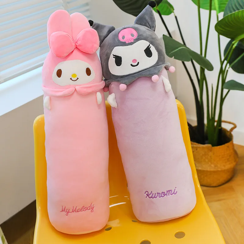 Almohada larga Sanrio Hello Kitty Melody Kuromi, muñeco de peluche suave Kawaii, cojín de dibujos animados, regalos para dormir para niños y niñas, 100cm