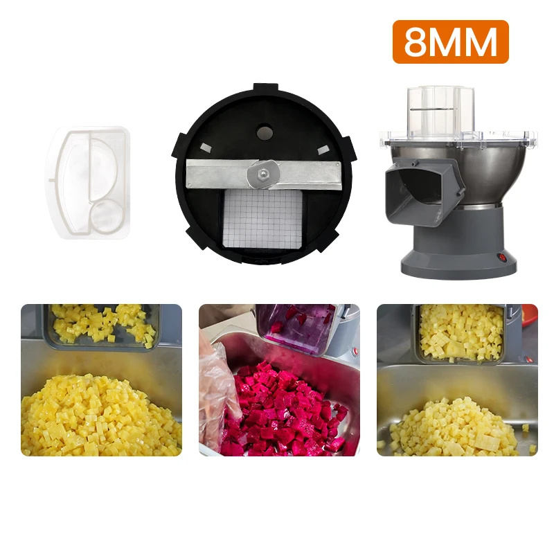 Commercial Vegetable Fruit Dicing Slicing Machine Large Feed Port for Mango Pineapple Radish Potato Soft Hard IngredientsCutting