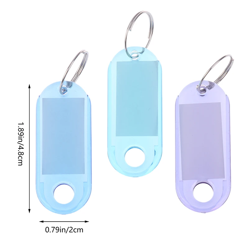 10Pcs Plastic Clear Classification Plate Key Tags Label Numbered Name Baggage Tag ID Label With Split Ring