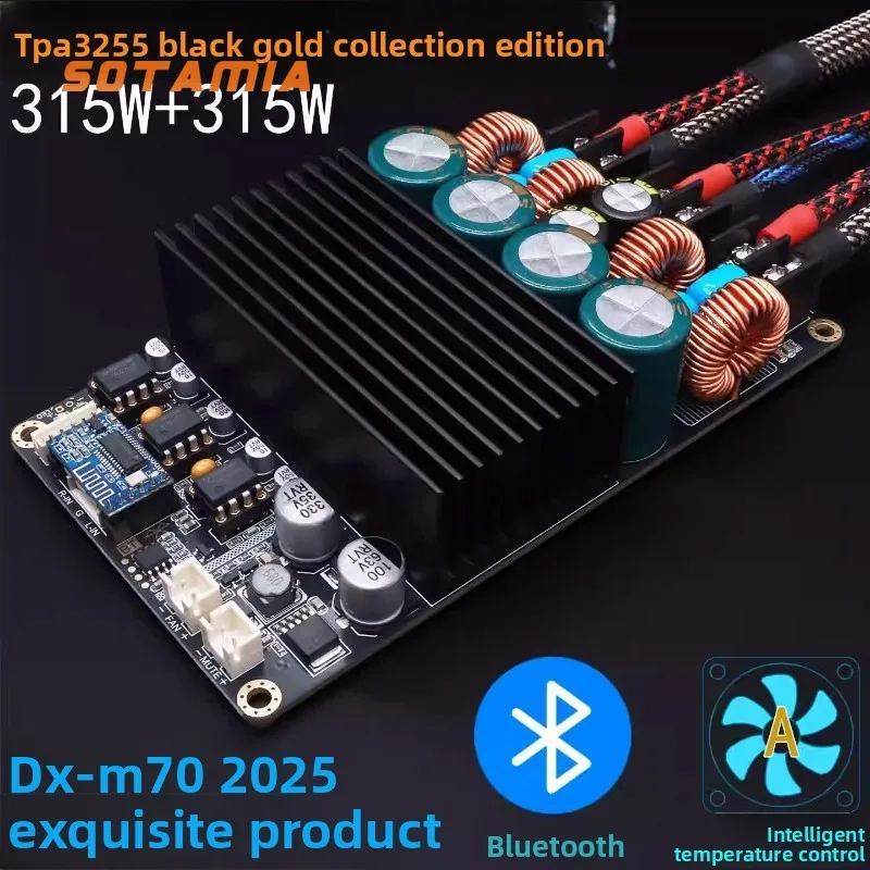 SOTAMIA TPA3255 Digital Power Amplifier Board 315W*2 Sinking Gold + Bluetooth + Temperature Control HIFI Fever Power Amplifier