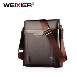 WEIXIER New Mens Casual Travel Shoulder Bag Business Brand PU leather Handbag Fashion Travel Crossbody Large Capacity Man Bag