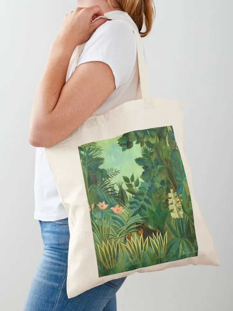 Henri Rousseau The Equatorial Jungle, 1909 Tote Bag Women's beach bags tote bag university bag for beach Cloth