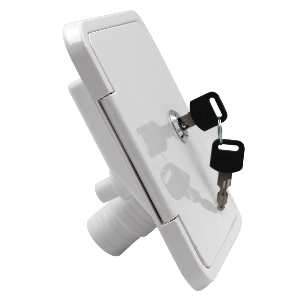 White Gravity Plastic City Water Tank Inlet Camper RV Lock Door #1