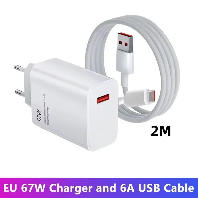 شاحن USB سريع الشحن 67 وات مع كابلات 6A من النوع C لهاتف Xiaomi 15 14 Ultra Pro Redmi Note 12 13 Pro F5 شاحن USB مع كابل