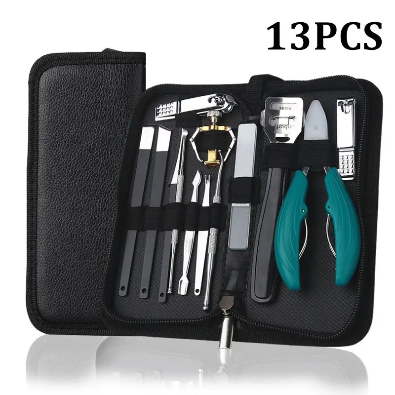 

Набор профессиональных кусачек для ногтей и кутикулы (13/12 шт.) с дорожным футляром, маникюрный набор с острыми изогнутыми лезвиями для легкой обрезки