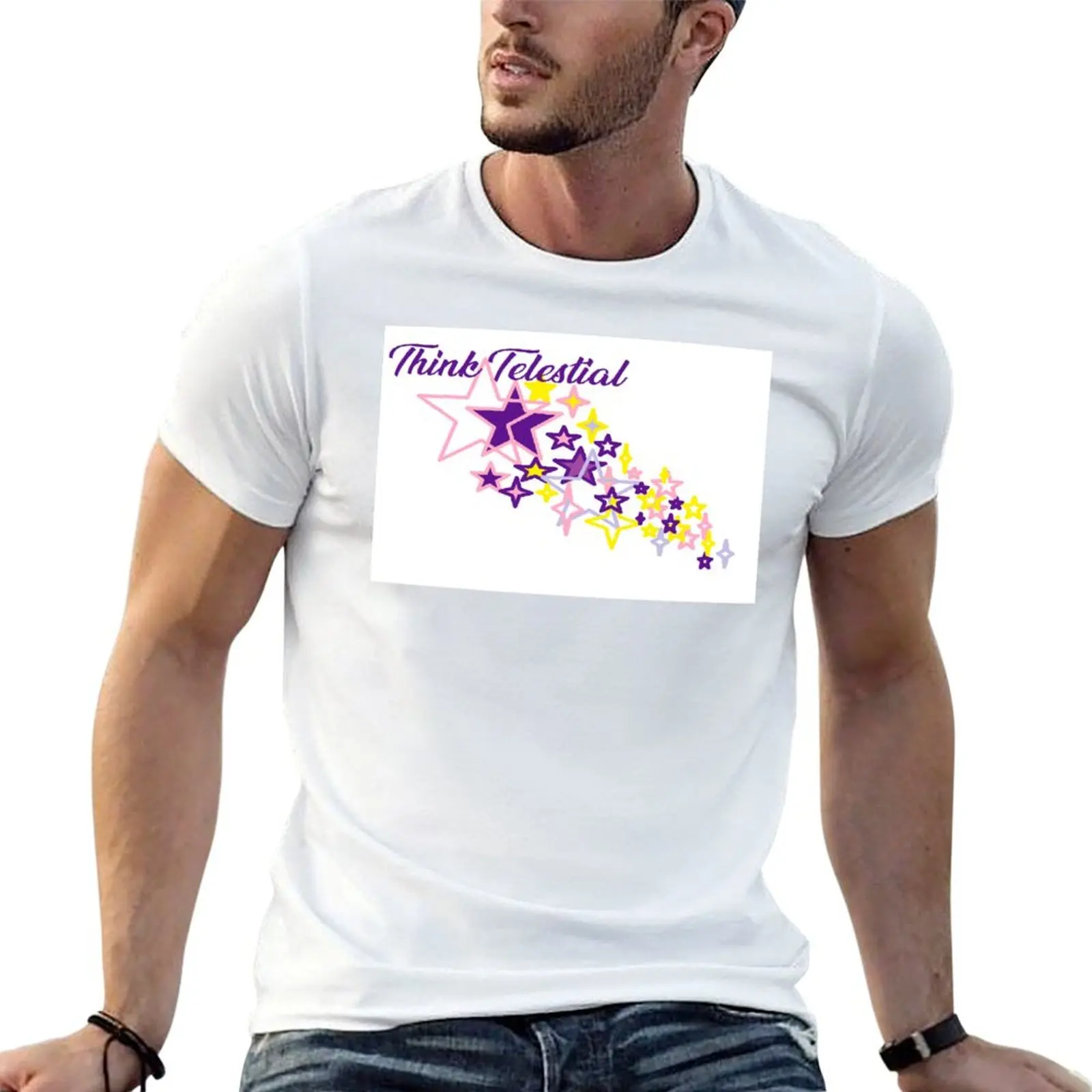 Think Telestial with stars T-Shirt Casual Fashion Print Tee Top