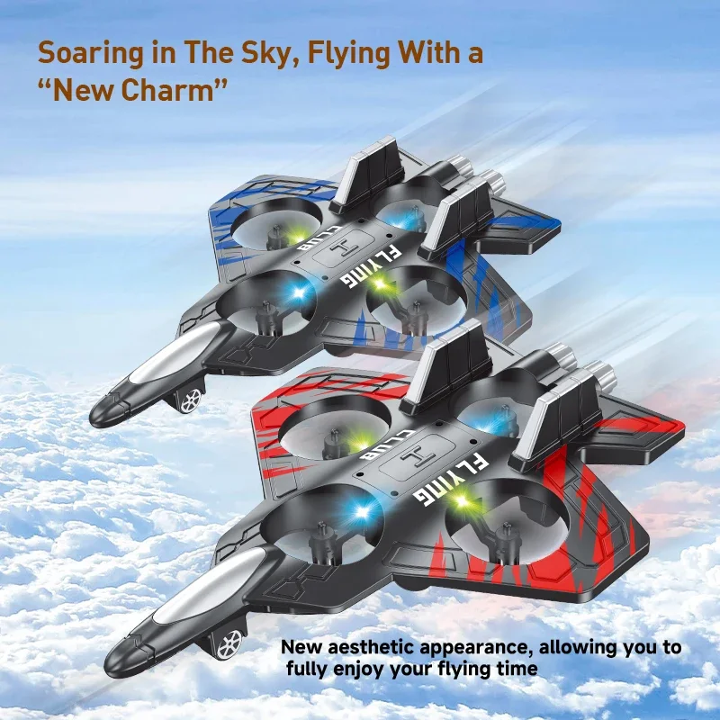 Rc Plane Helicopter 2.4G Remote Control Airplane with Led Light 360 Flip Fighter Kids Toys for Boys Children's Day Toy Gifts