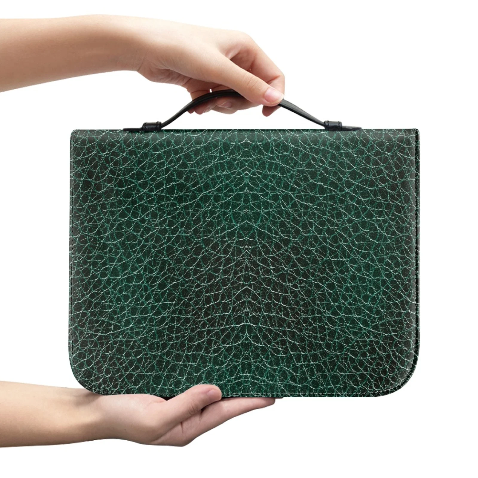 XIXIRIMIDO Dark Green Cracked Pattern 2026 Collection Protective Church Bible Bag for Men PU Leather Bible Cover