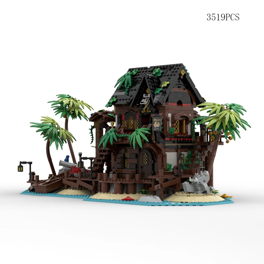 

MOC Pirate Town street view island tavern modification Building Blocks architectural model toys bricks adult gift 21322 & 31109