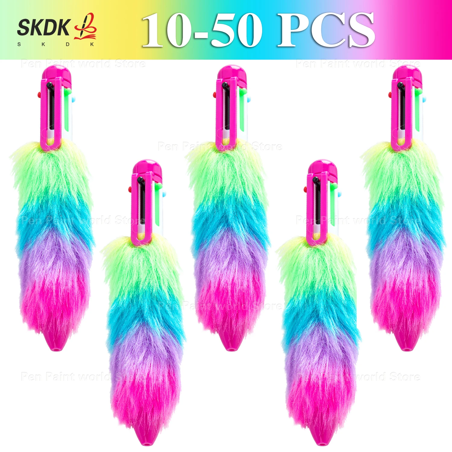 

10-50 шт. Шариковая ручка 6-в-1 с плюшевым верхом — 6-цветная ручка из бисера идеально подходит для планировщиков, заметок и подарков