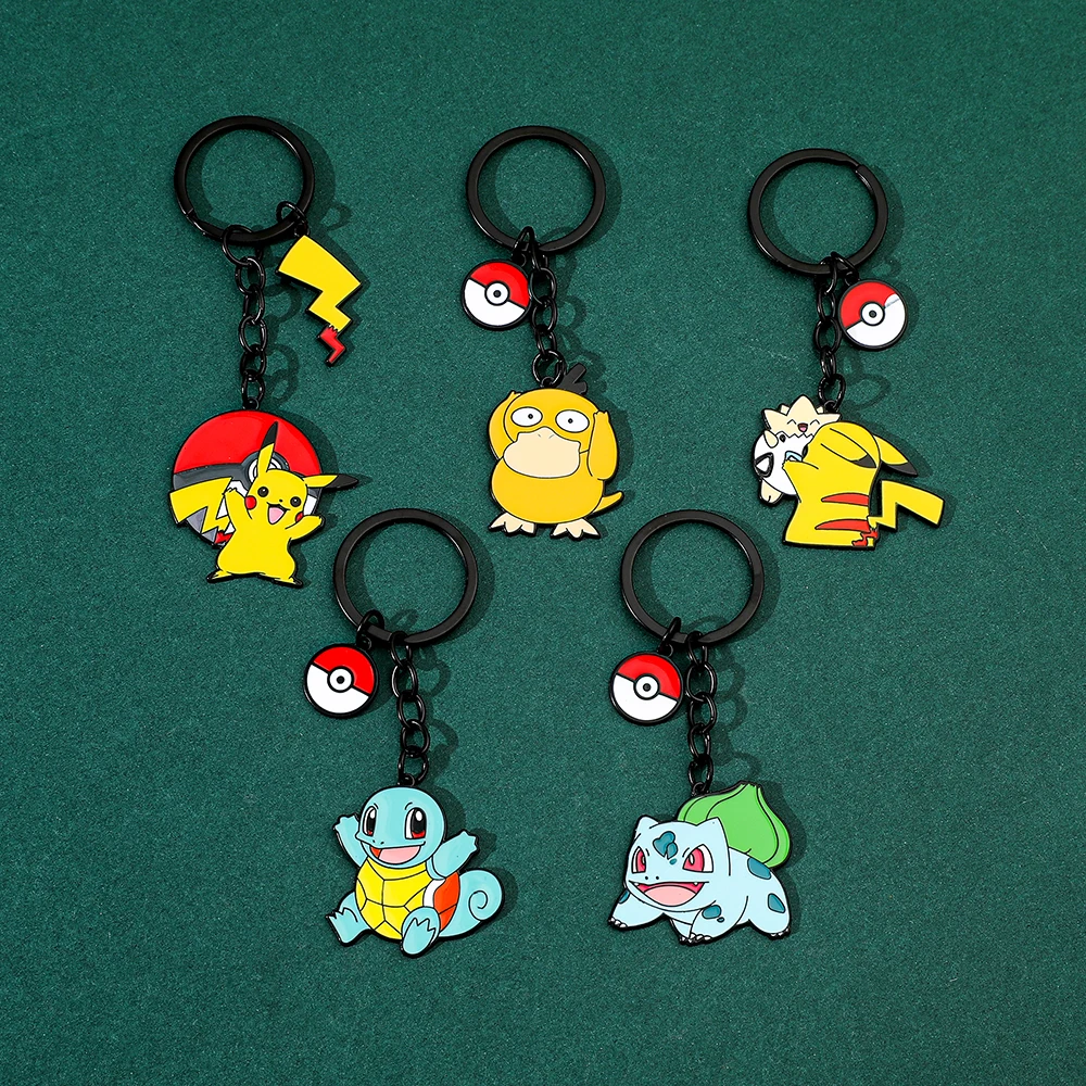 Pokémon Anime Figure Pikachu KeyChain Classic Cute Squirtle Psyduck Keyrings For Friends Pendamt Jewelry Gifts