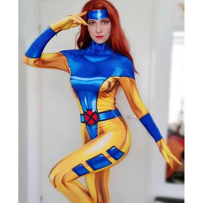 Disfraz de superhéroe x-men para mujer, traje de Halloween, mono Zentai, monos de fiesta # 1 #   W