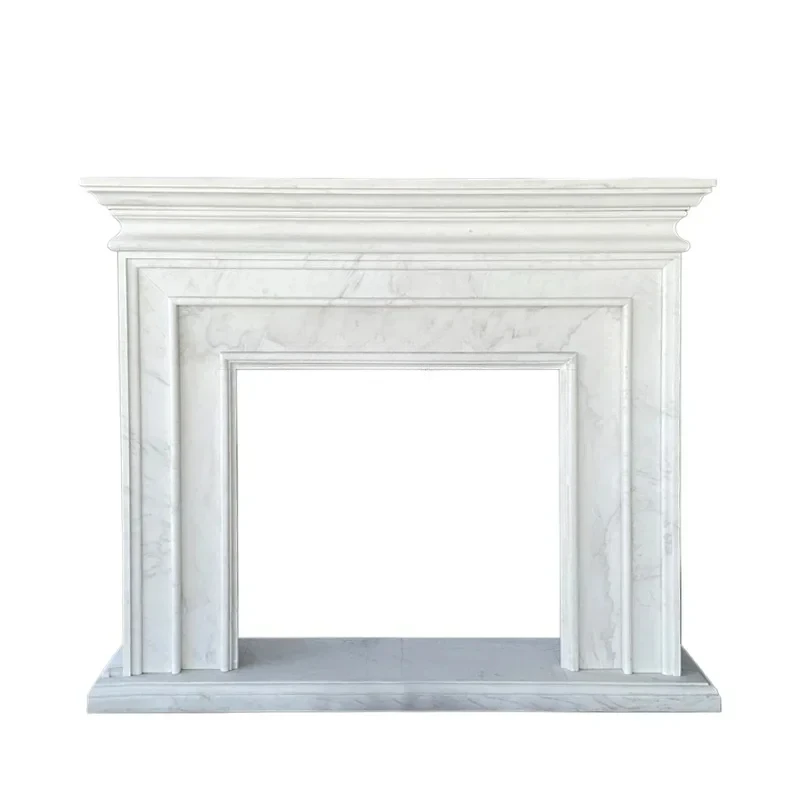 

zx1French marble mantel modern simple natural white marble stone decorative stone carving custom cabinet living room decoration