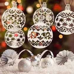 9PCS Wooden Ball Pendant Hollowed Ball Shape Hanging Ornaments for Merry Christmas Tree Decorations Kids DIY Painting Gifts